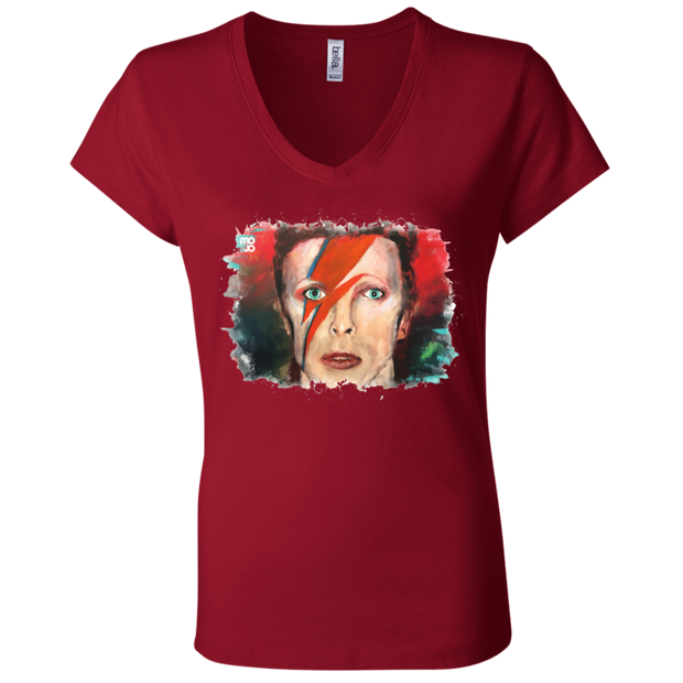 David Bowie Ladies' Jersey V-Neck T-Shirt