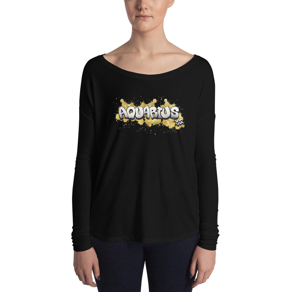 Aquarius Women's Flowy Astrology Long Sleeve Tee